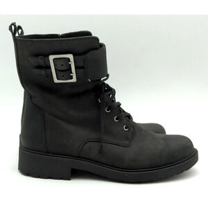 Clarks Orinoco 2 Lace Ankle Combat Boots Black Leather Buckle Women's 10M